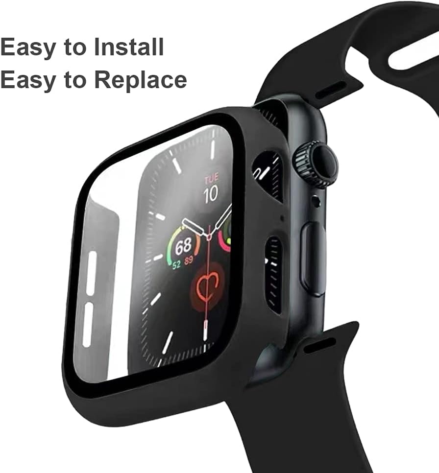 XFEN Correa de silicona deportiva y funda con protector de pantalla para Apple Watch Series 9, Series 8, Series 7, Series 6, SE, Series 5, Series 4