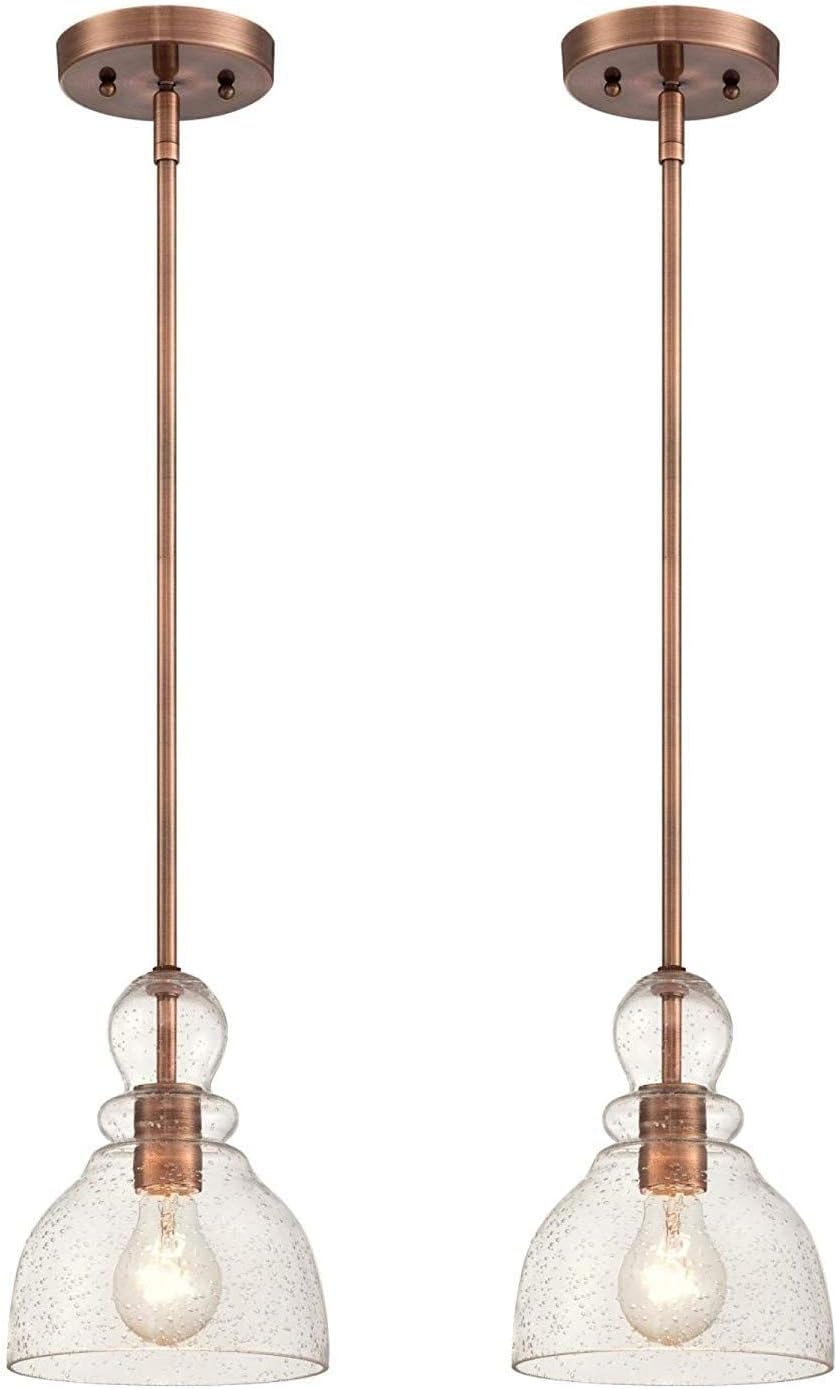 Ciata Lighting – Mini base de luz colgante ajustable para interiores de 1 luz – Lámpara colgante de cobre lavado – Lámparas colgantes para