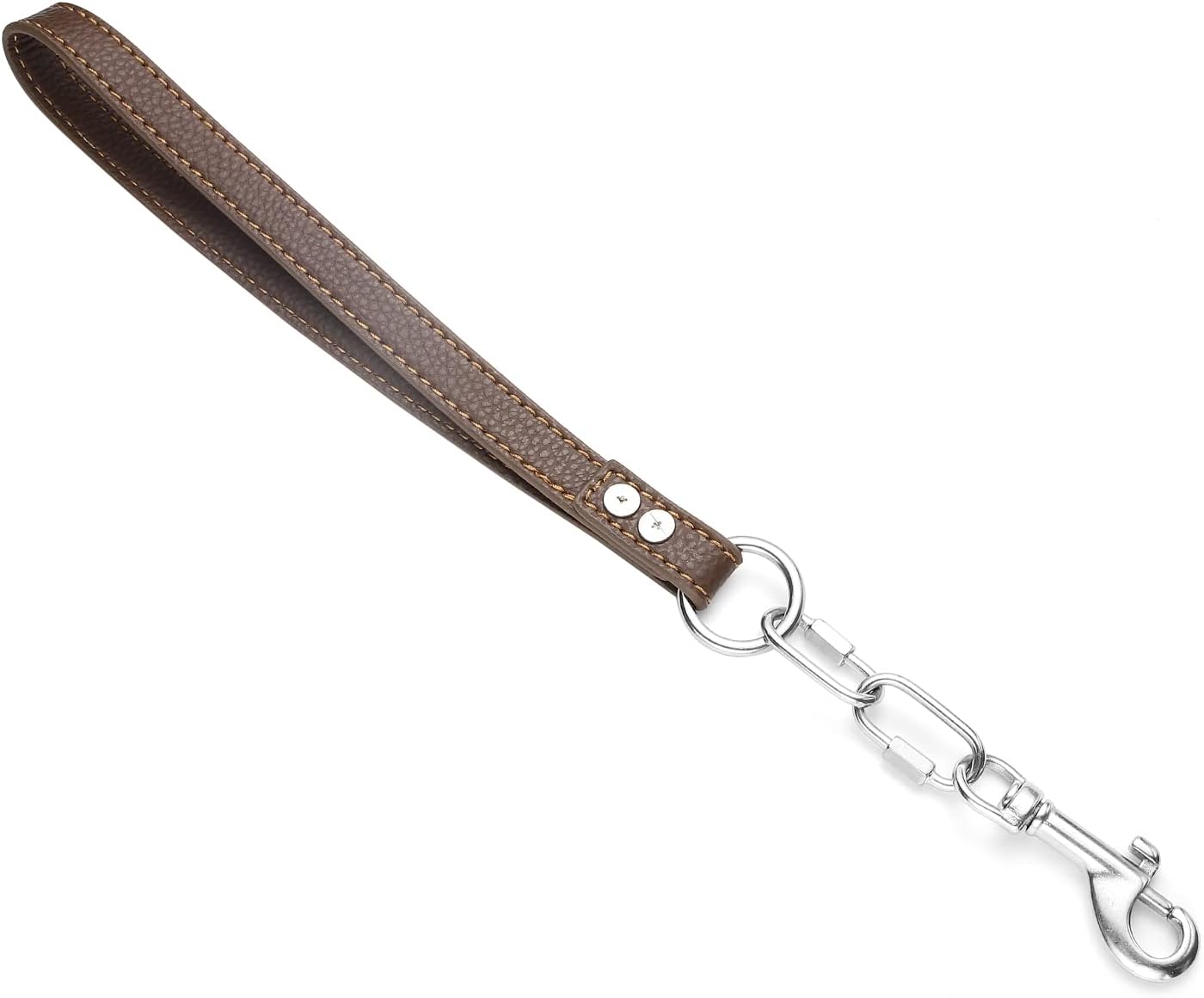 Correa de cadena resistente para perro, correa de cuero con eslabones de acero inoxidable a prueba de mordidas de 4 pies6 pies, con clip de conexión