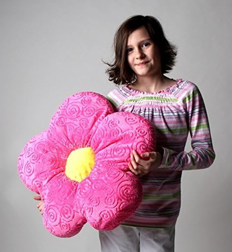 Snuggle Stuffs Adorable almohada de 15 pulgadas con diseño de flor de minky rosa