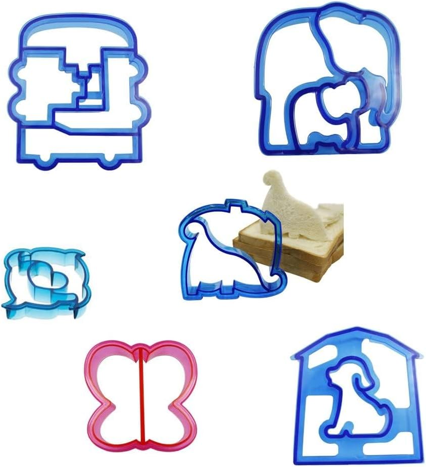 Paquete de 6 cortadores de sándwich y removedor de forma de corteza de pan para niños, formas de animales, moldes de pan, molde para tostadas,
