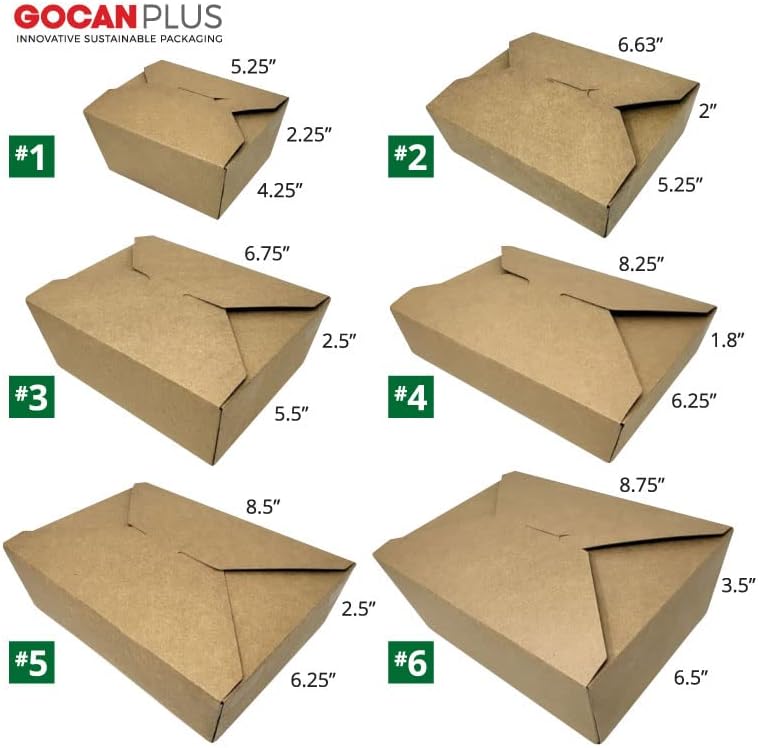 #3 Mediano paquete de 50  51 oz recipientes de papel kraft para llevar, aptos para microondas, compostables, ideales para pollo, control superior de