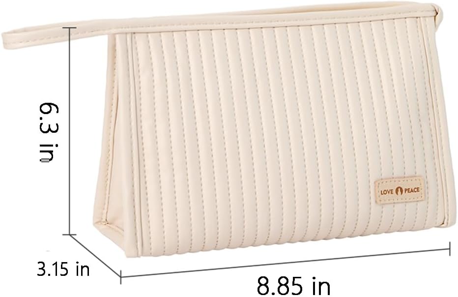 FUMAFI Bolsa de maquillaje perezosa, organizador de cosméticos de, Beige, Simplicidad