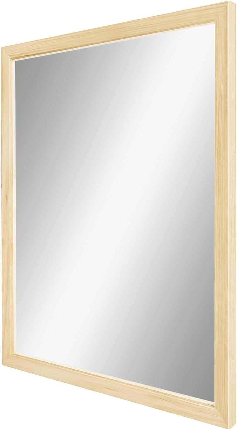 Espejo de madera rústica para pared, 20 x 28 pulgadas, espejo de decoración de granja hecho a mano, perfecto para baño, dormitorio, entrada, sala de