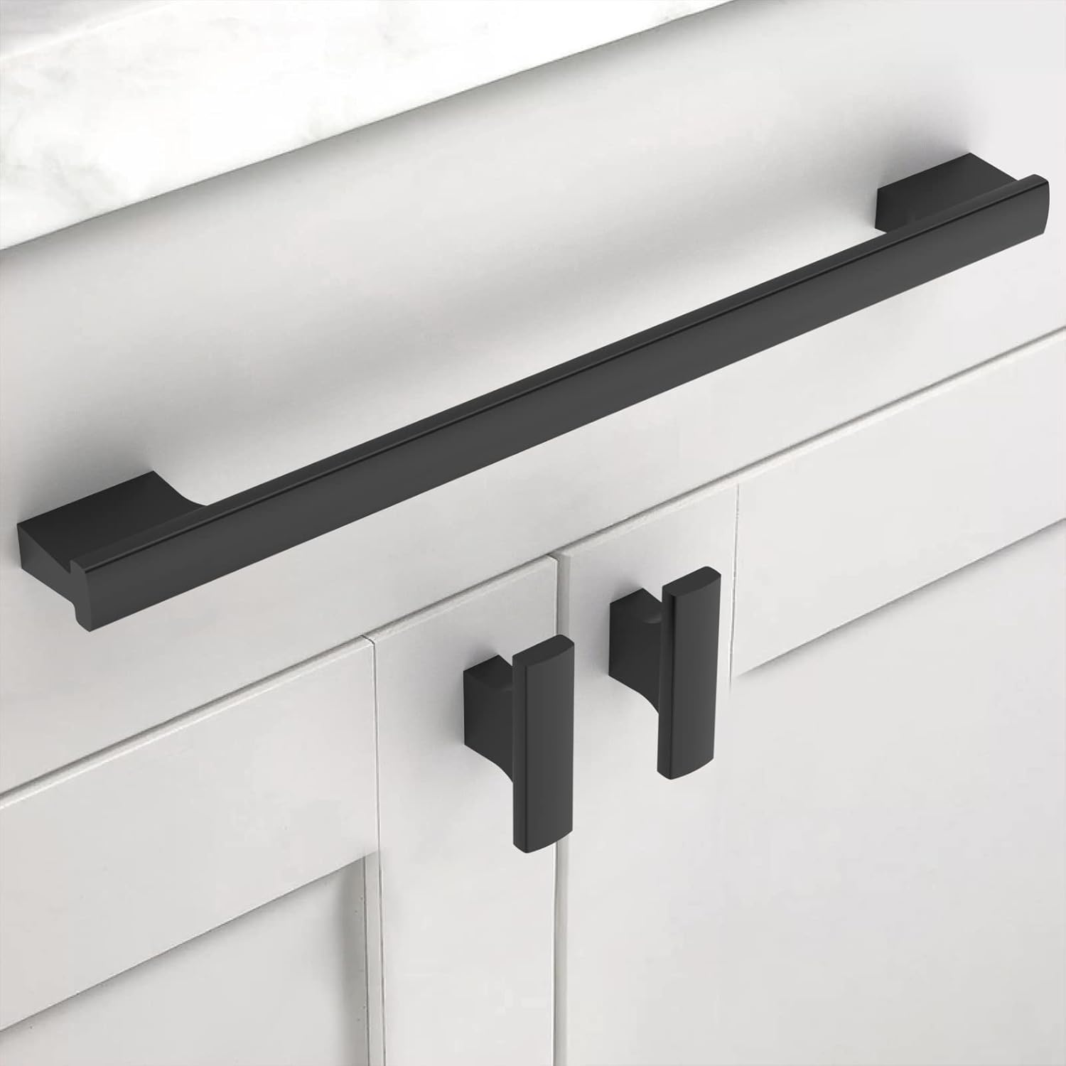 Asidrama Paquete de 10 manijas de gabinete de cocina color negro mate de 9 pulgadas (8.976 in), tiradores de gabinete, accesorios de gabinete de