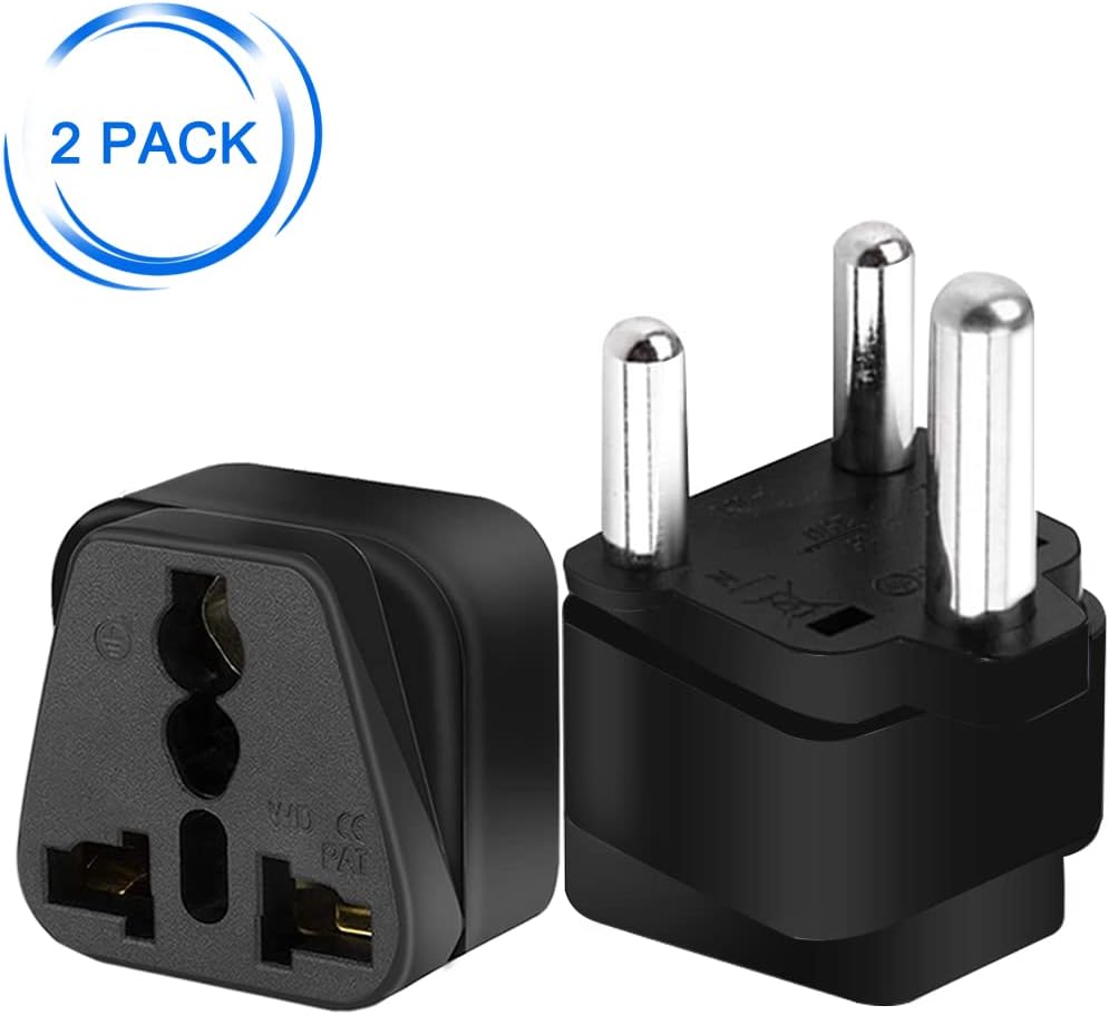 Adaptador de enchufe de viaje de Sudáfrica, 2 unidades, Sudáfrica Big 3 Pins Tipo M Adaptador de corriente de viaje Enchufe Sudáfrica Adaptador