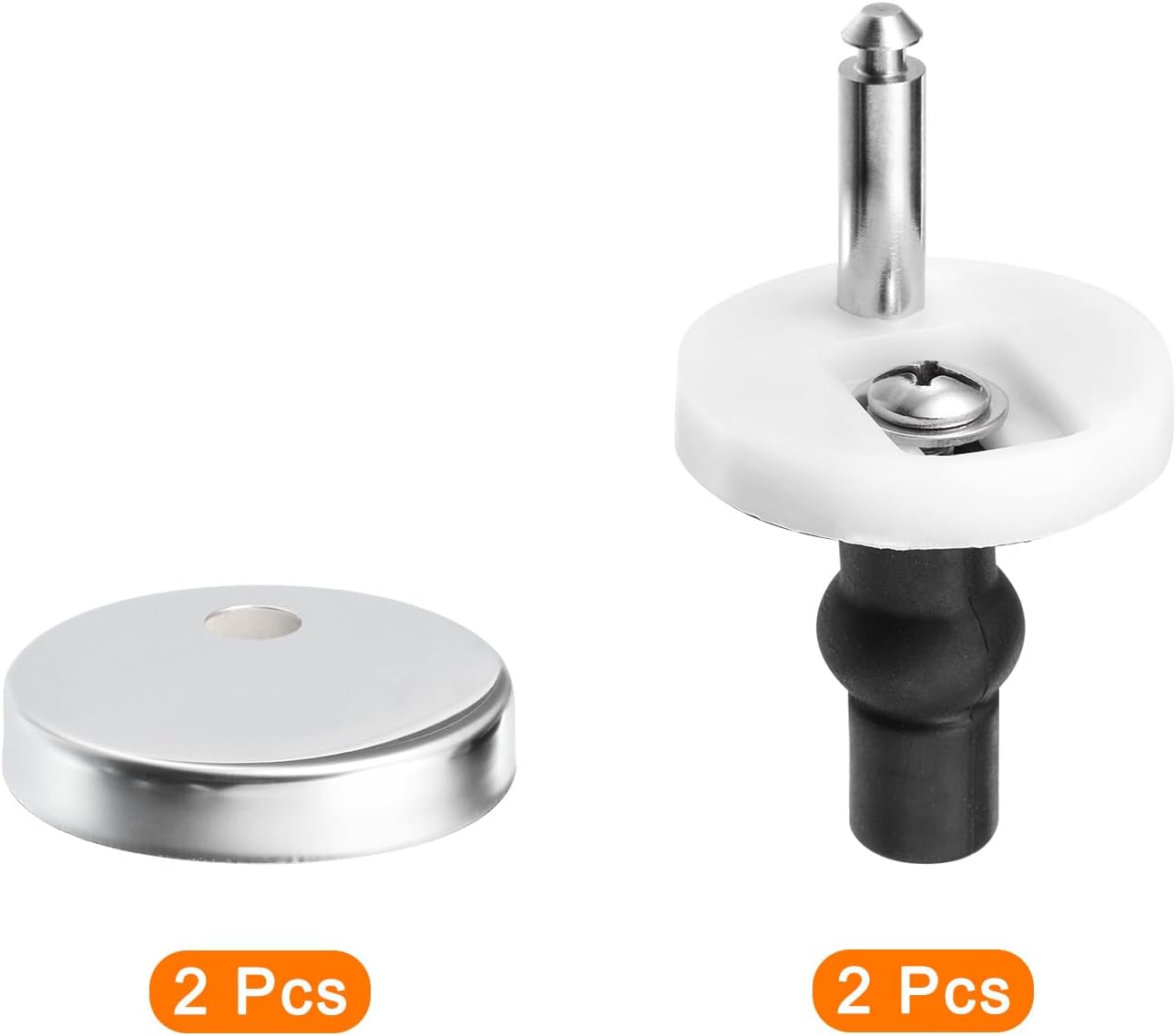 uxcell Juego de 2 fijaciones de bisagra para asiento de inodoro, tornillos de bisagra, fijaciones de asiento de inodoro con base de 2.362 in2.36
