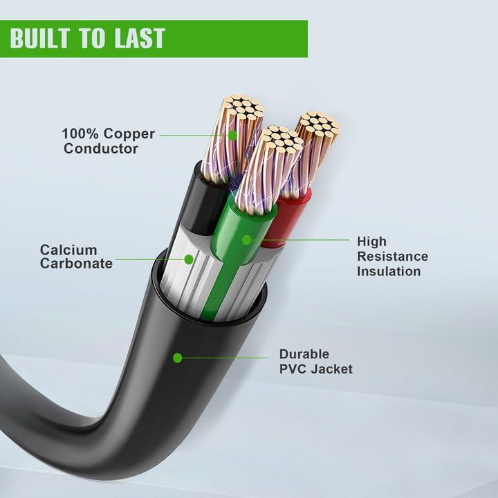 SCITOO Cable de extensión RV de 50 amperios de 10 pies, resistente 10AWG3C AWG con mango de agarre, organizador de cable de bloqueo giratorio,
