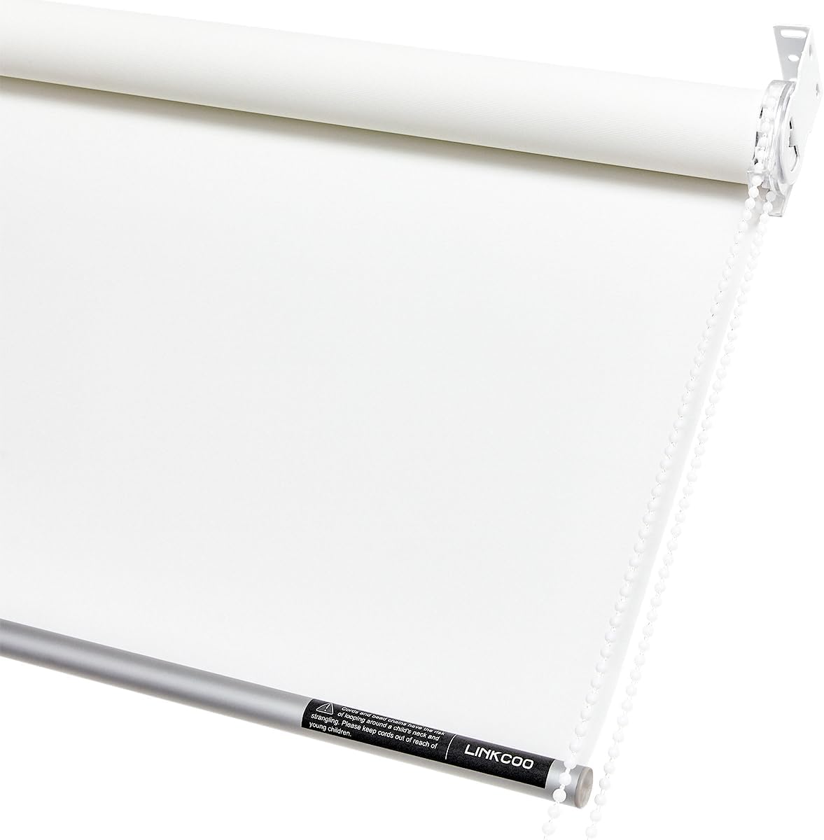 Persianas enrollables 50 % opacas, para oscurecer la habitación con tela aislante térmica, con cadena, para hogar y oficina (blanco – 56 pulgadas de