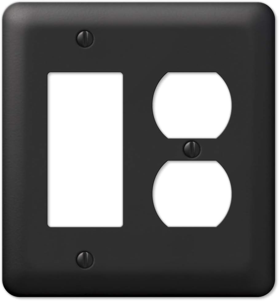 Amerelle 935RDBK Devon – Placa de pared, 1 balancín  1 salida dúplex, acero, negro, paquete de 1