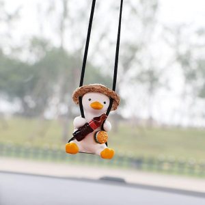 Accesorios de decoración de coche de pato oscilante, colgante de espejo retrovisor para automóvil, decoración de espejo retrovisor para damas y Accesorios de decoración de coche de pato oscilante, colgante de espejo retrovisor para automóvil, decoración de espejo retrovisor para damas y