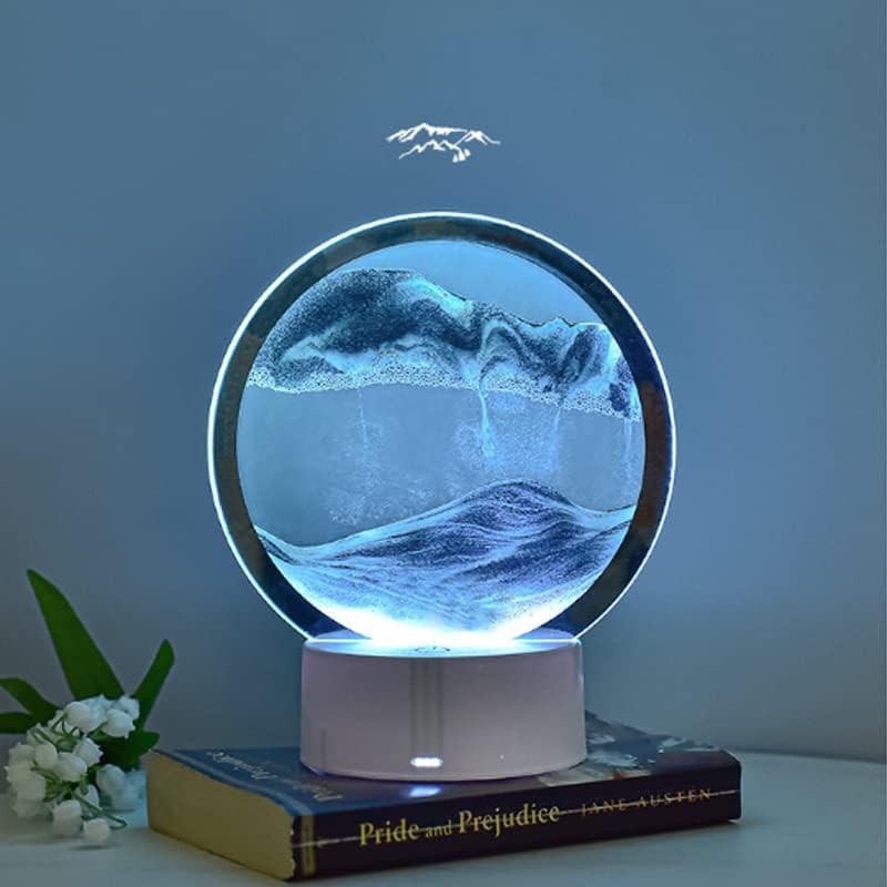 TEDATATA Lámpara de mesa creativa de pintura de arena, Luz de pintura de arena movediza de lujo, Decoración de atmósfera pequeña luz de noche,