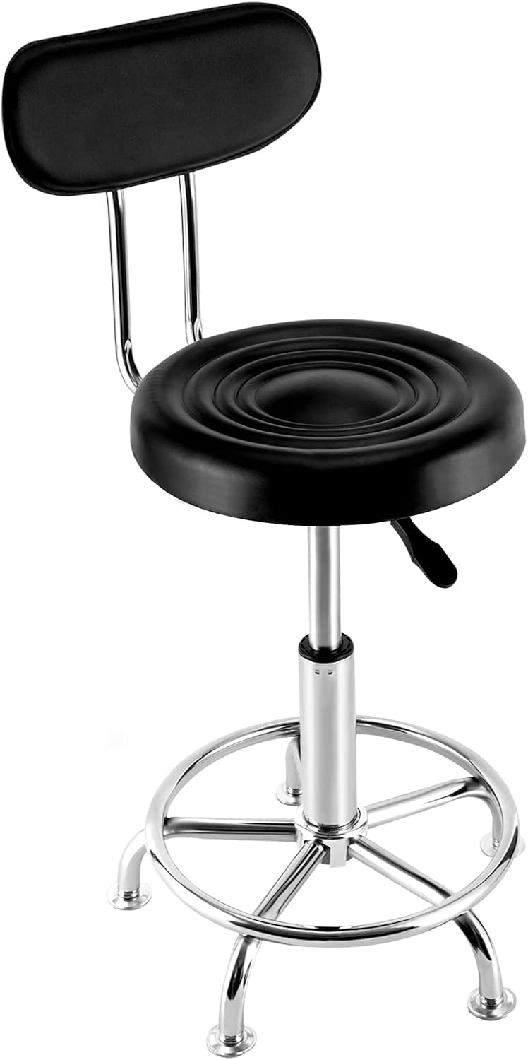 DNYSYSJ Taburete de corte de peluquero giratorio de 360 grados,Silla de salón ajustar la altura,Banco redondo con respaldo de cuero PU silla