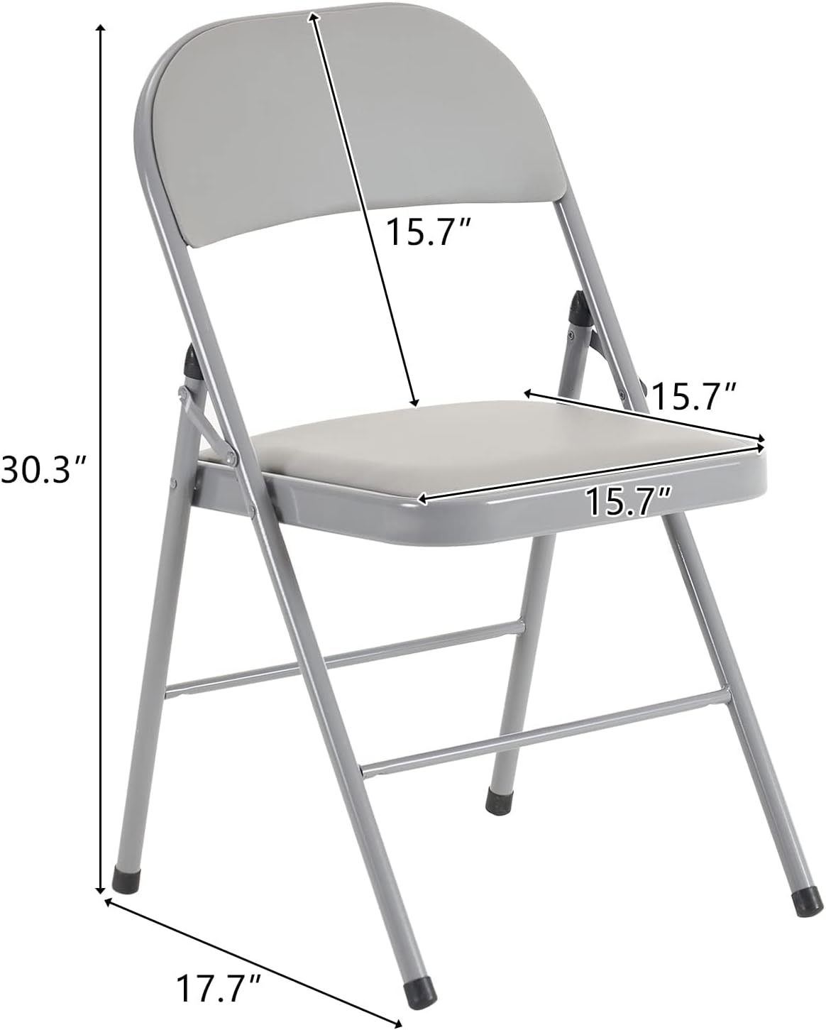 Karl home Paquete de 8 sillas plegables grises con asientos acolchados para exteriores e interiores, asiento comercial apilable portátil con marco