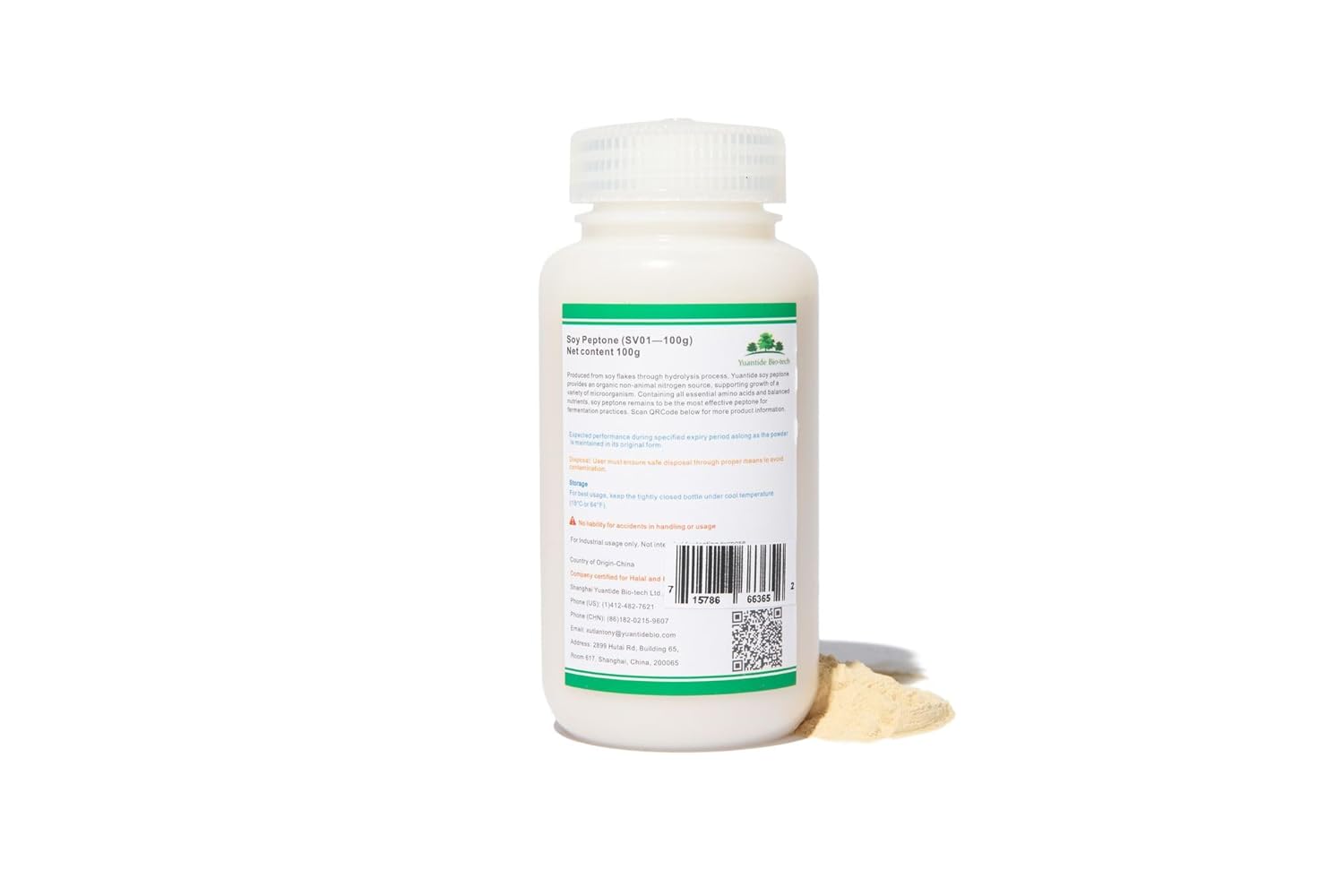 Yuantide Peptona de soja (SV01) Contenido neto 3.53 oz, para micología y microorganismos..