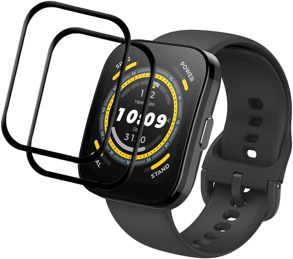 Paquete de 2 Protector de pantalla para reloj inteligente Amazfit Bip 5, cobertura completa, marco curvado 3D, compatible con funda, antiarañazos,