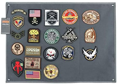 EXCELLENT ELITE SPANKER Tablero de exhibición de parches tácticos, panel de soporte militar plegable (gris, mediano)