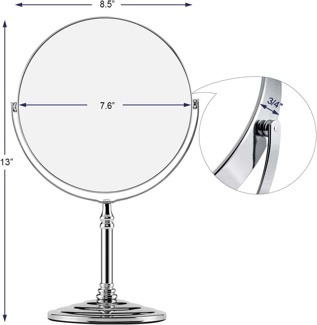 Espejo de escritorio de pie para maquillaje, espejo de mesa de 8 pulgadas, 1X5X, espejo de mesa de doble cara