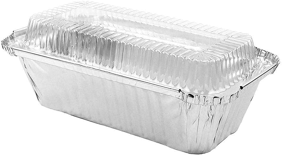 Paquete de 50 moldes desechables de papel de aluminio de 1 libra, moldes para hornear con 50 tapas