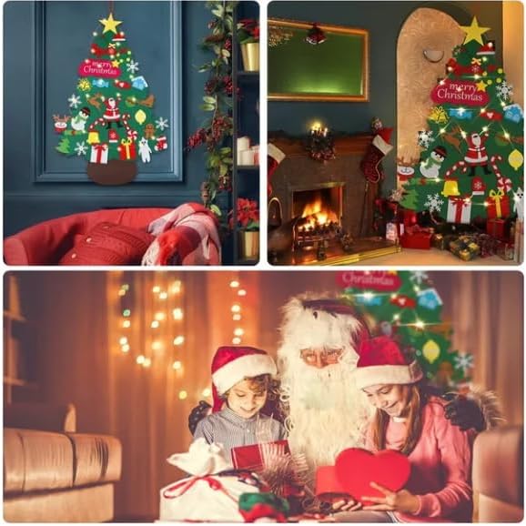 YIKSORE Árbol de Navidad de fieltro para bricolaje, árbol de Navidad Montessori para niños pequeños, juegos de árboles de Navidad interactivos con