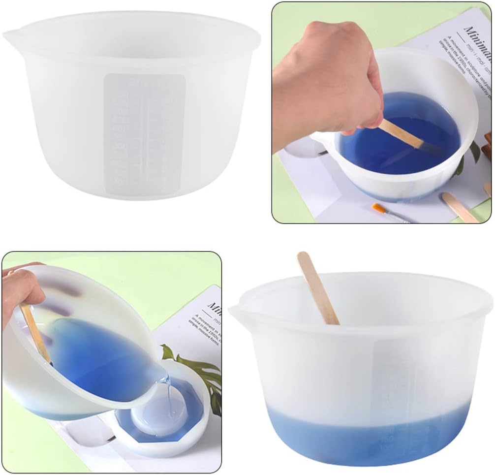 KyeeaDIY Tazas medidoras de silicona grandes, antiadherentes, reutilizables, de resina epoxi para mezclar tazas flexibles de alta precisión para