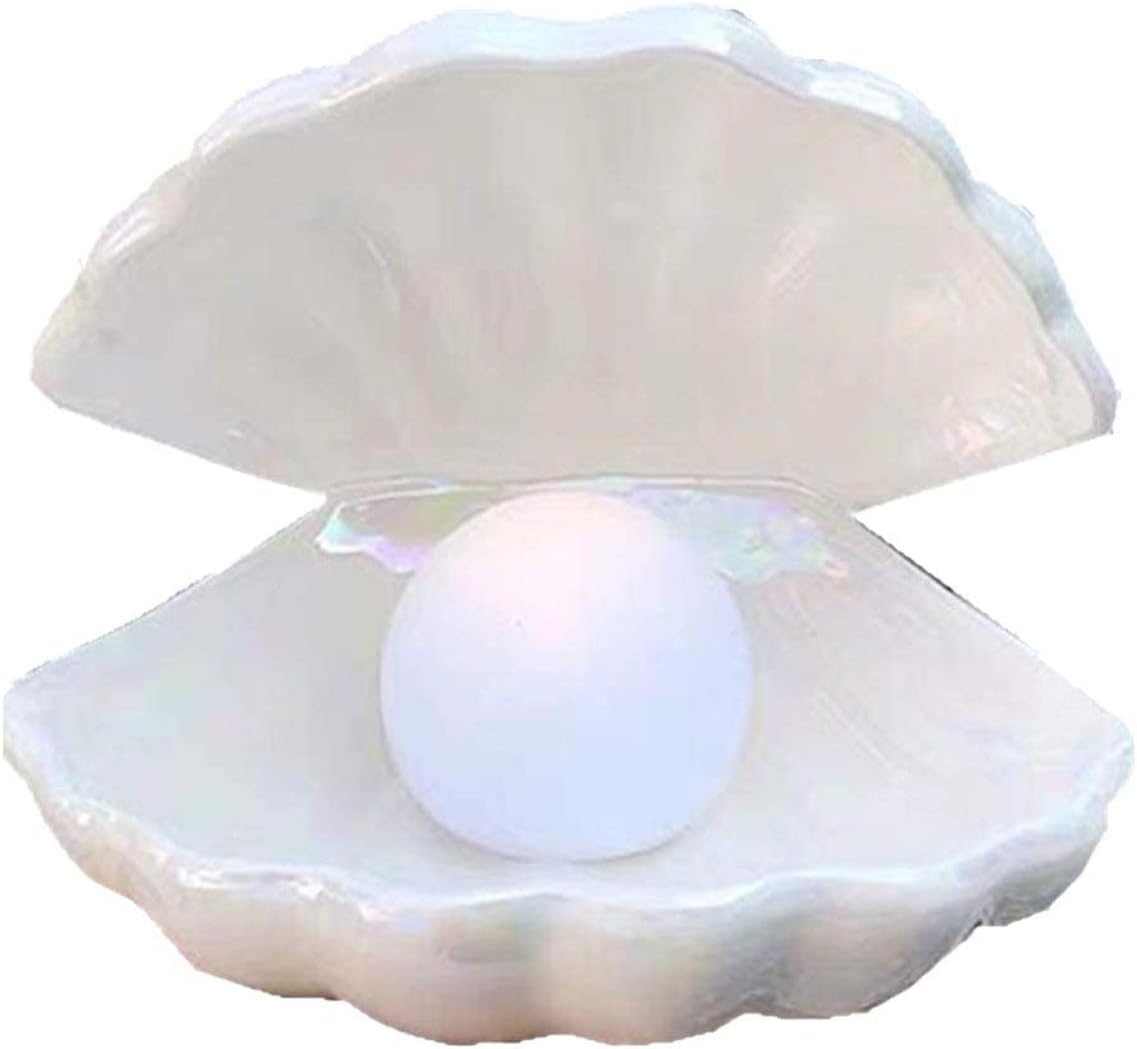 BinaryABC Cerámica Shell Pearl Light Led Lámpara Portátil Luz de noche Luz de mesa, regalo de San Valentín (blanco)