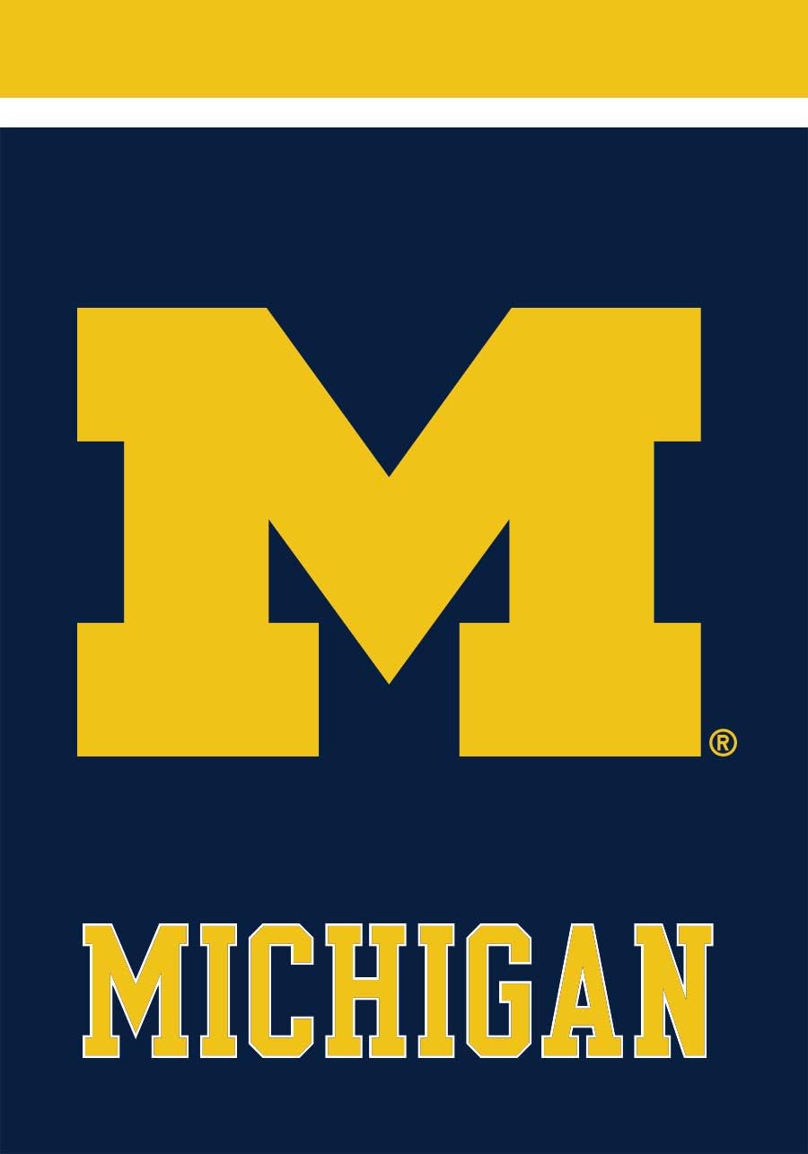 Bandera de jardín de la Universidad de Michigan con licencia de la NCAA, de 18 x 12.5 pulgadas, bandera de Michigan para jardín, bandera de Michigan
