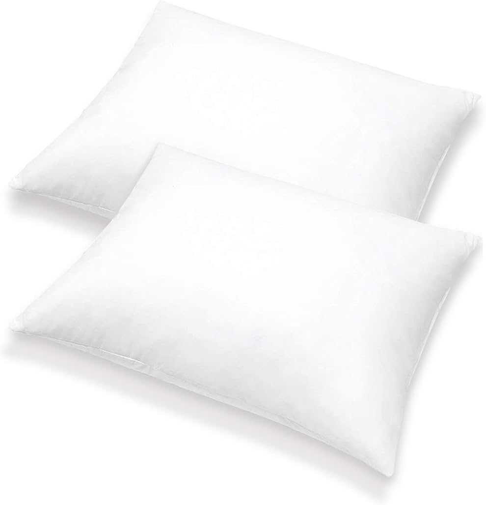 Almohadas de plumas para dormir, funda de algodón, tamaño estándar, paquete de 2