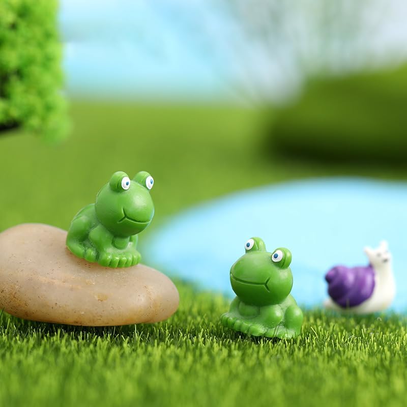50 figuras de resina de mini ranas, figuras en miniatura de rana verde, figuras de micro ranas, pequeñas figuras de rana linda, modelo miniatura de