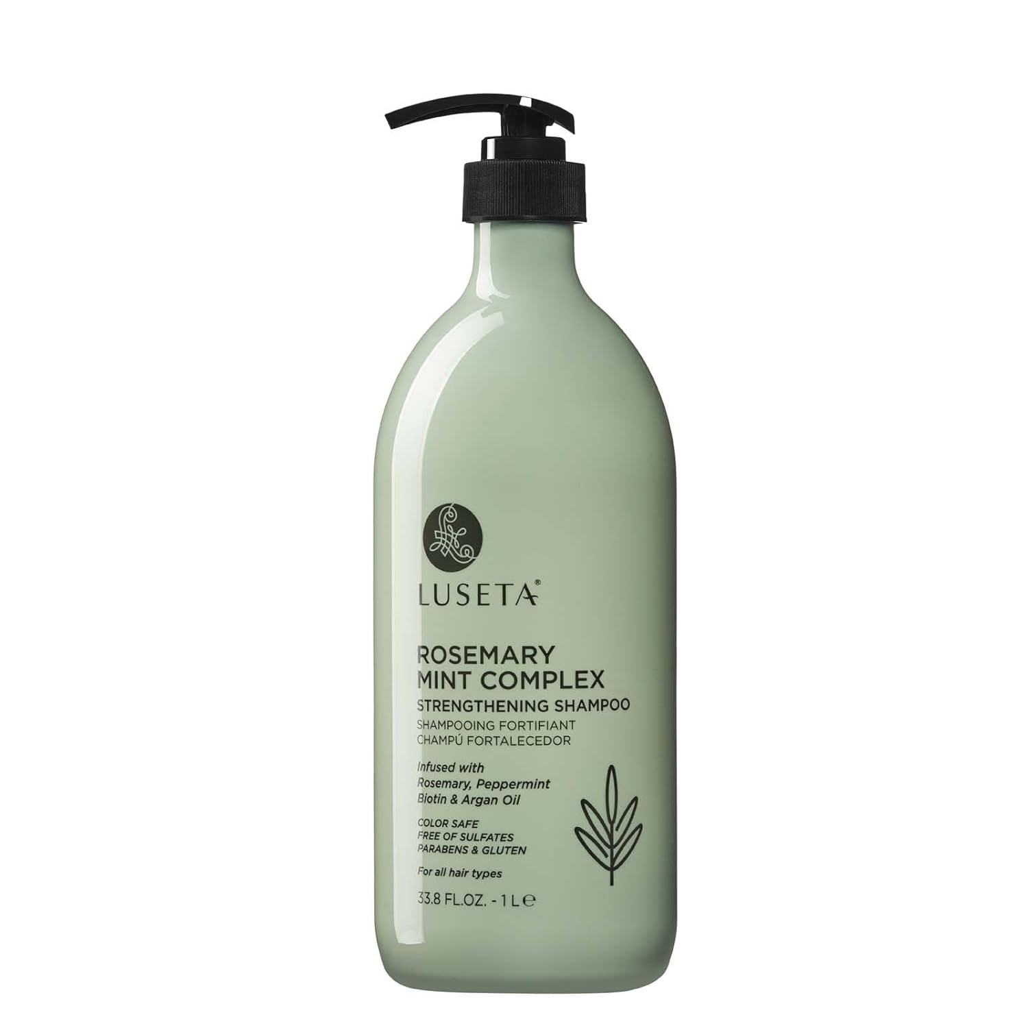 Luseta Champú fortalecedor de menta y romero hidratante y nutritivo para cabello dañado para adelgazar el cabello, reduce el encrespamiento y añade