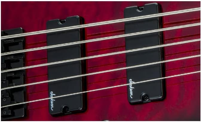Jackson JS Series – Bajo de concierto de 5 cuerdas JS3VQ, explosión roja transparente, diapasón de amaranto