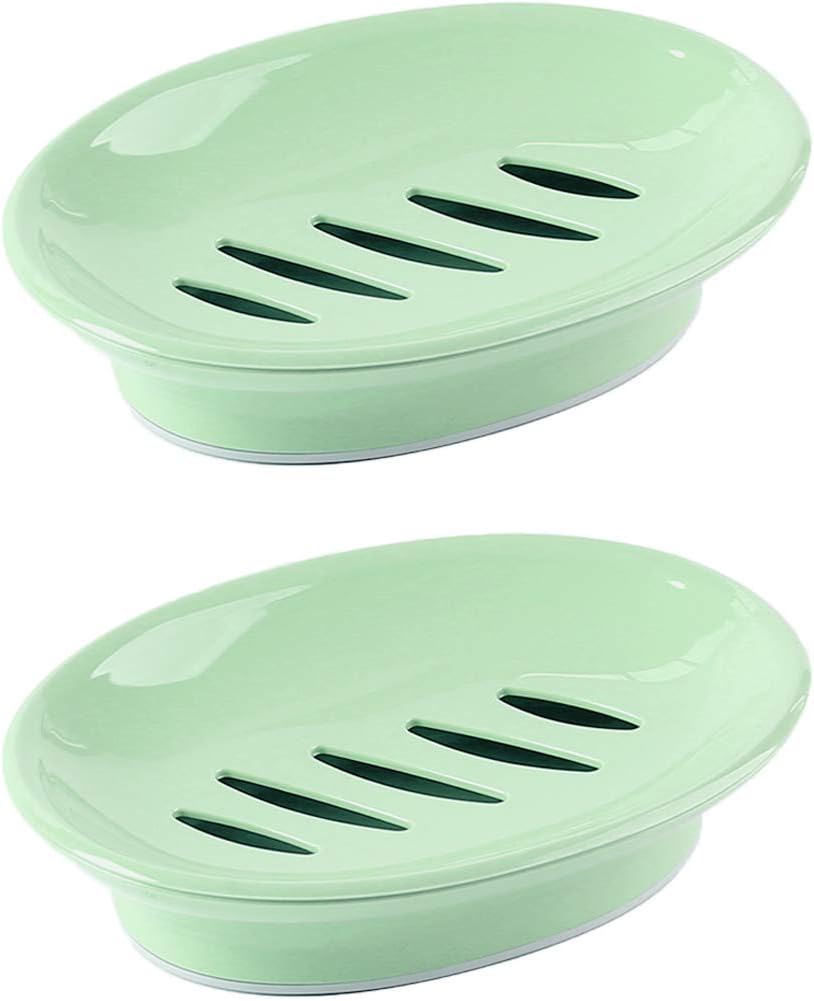 WYOK Paquete de 2 jaboneras con soporte para jabón de drenaje, fácil limpieza, ahorrador de jabón, bandeja de jabón blanda para ducha, baño, cocina