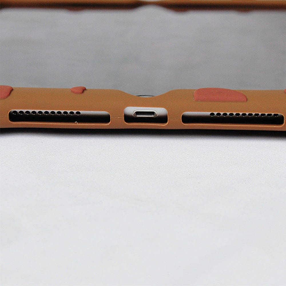 Funda para iPad con diseño de oso adorable para niños, soporte plegable, funda de silicona flexible, funda diseñada para galletas para iPad 7