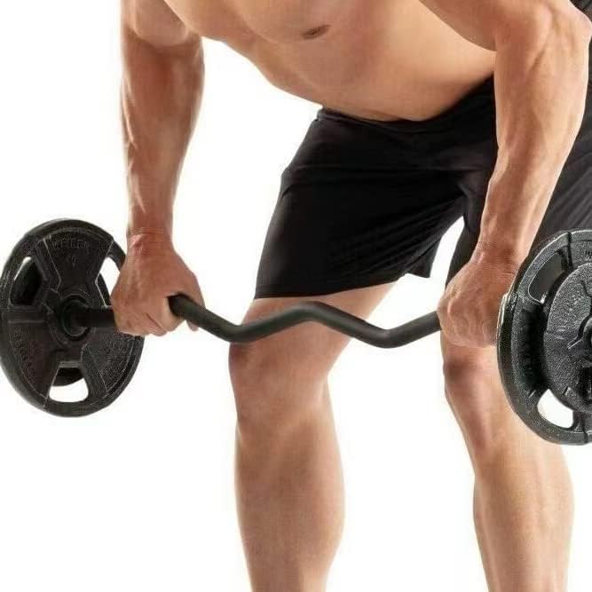 Chong – Barra olímpica de 47 pulgadas4 pies, barra de pesas de rizo EZ, capacidad de 350 libras para gimnasio en casa, entrenamiento de fuerza,