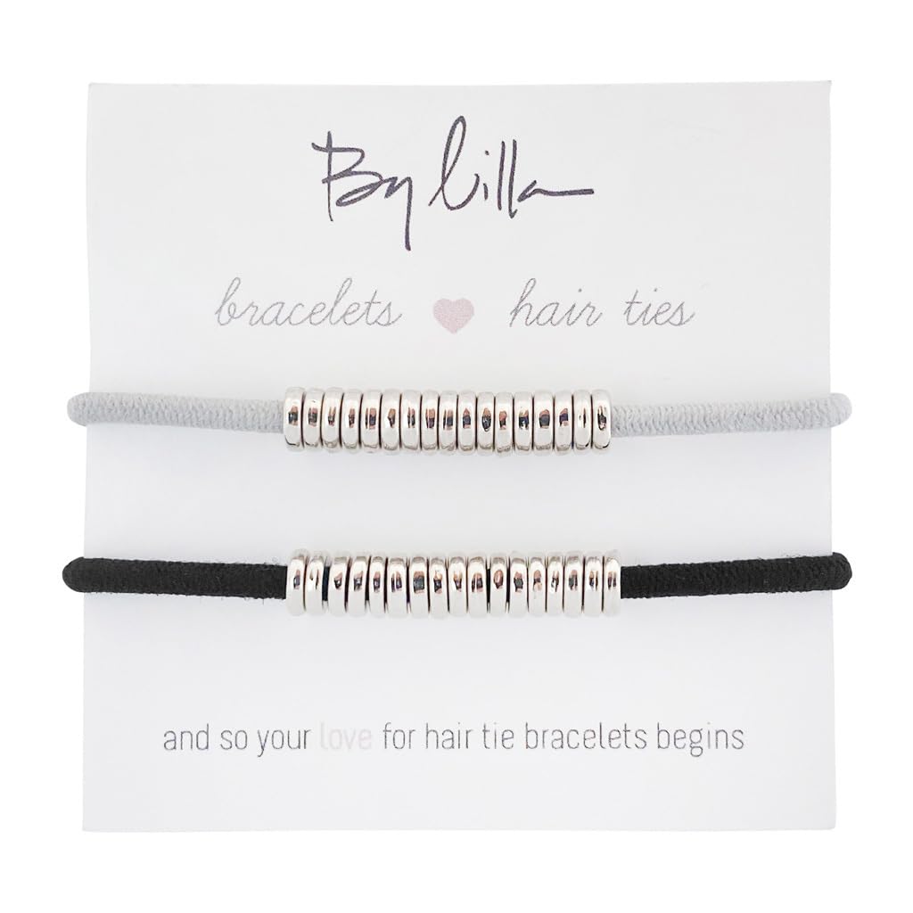 Bracelet Hair Ties – Cute Mothers Day Gifts for Mom – No Damage Hair Ties for Women – Disc Ponytail Holder, Set of 2 Hair Tie Bracelets – Disc-S