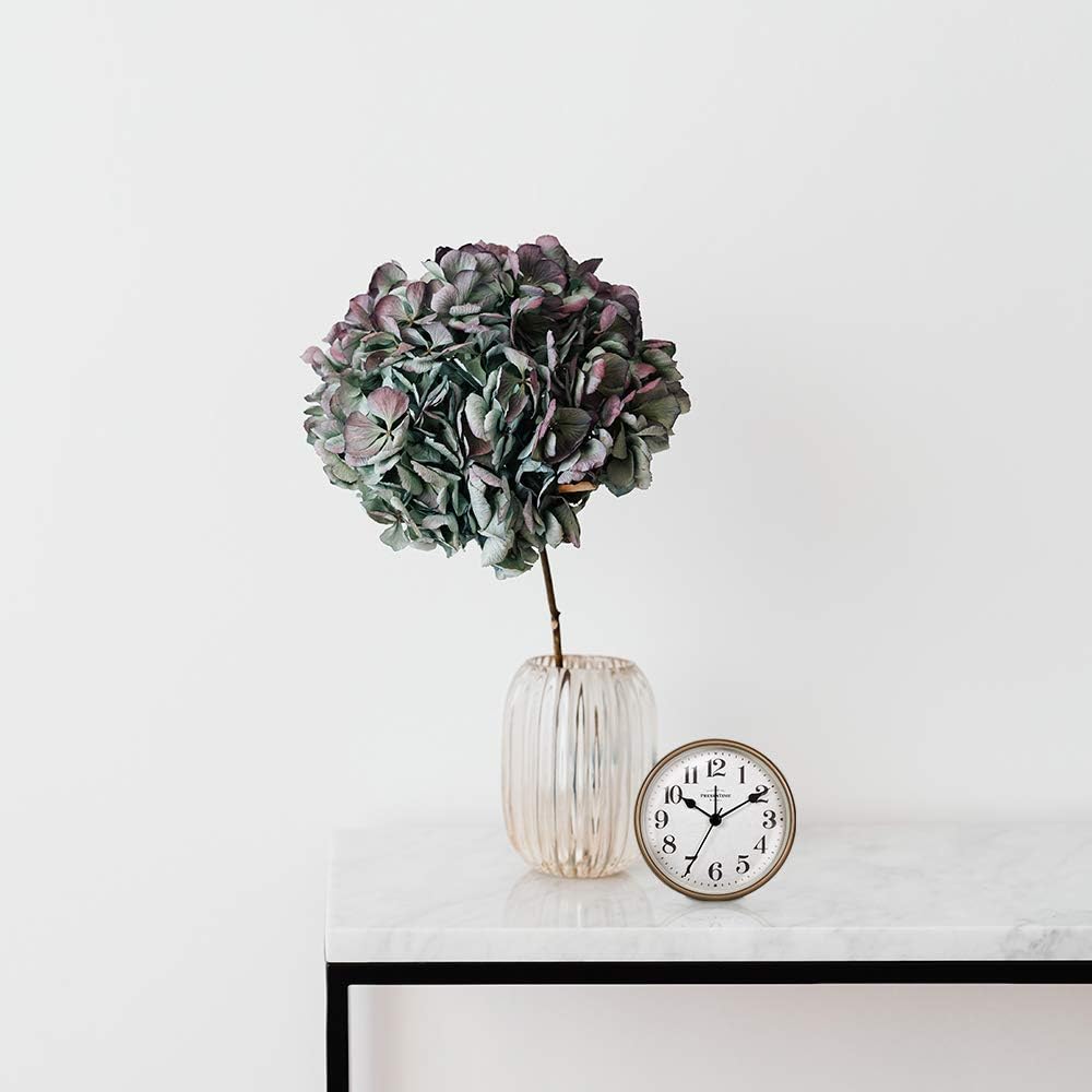 PresenTime & Co – Reloj despertador de mesa vintage de 4 pulgadas, reloj de escritorio y estante, silencioso sin ticks, roble gris rústico y acabado