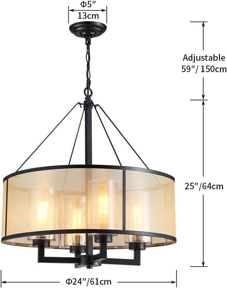 23018 Lámpara de araña moderna de bronce antiguo con 4 luces doradas, lámpara colgante de red para comedor, sala de estar, dormitorio, cadena