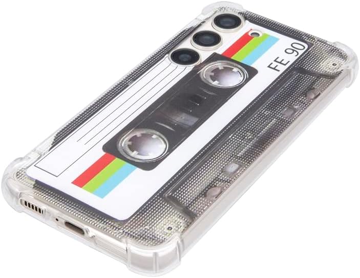 Funda para Galaxy S23 con esquinas reforzadas TPU suave parachoques retro cassette cinta caso compatible con Samsung Galaxy S23