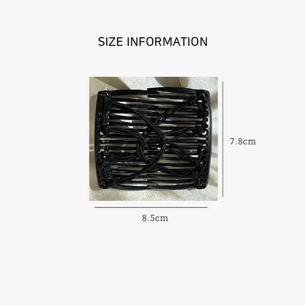 Peine de pelo elástico ajustable negro,Clip de pelo elástico doble peine,Horquillas para el cabello sin pliegues, horquillas dobles Peines para