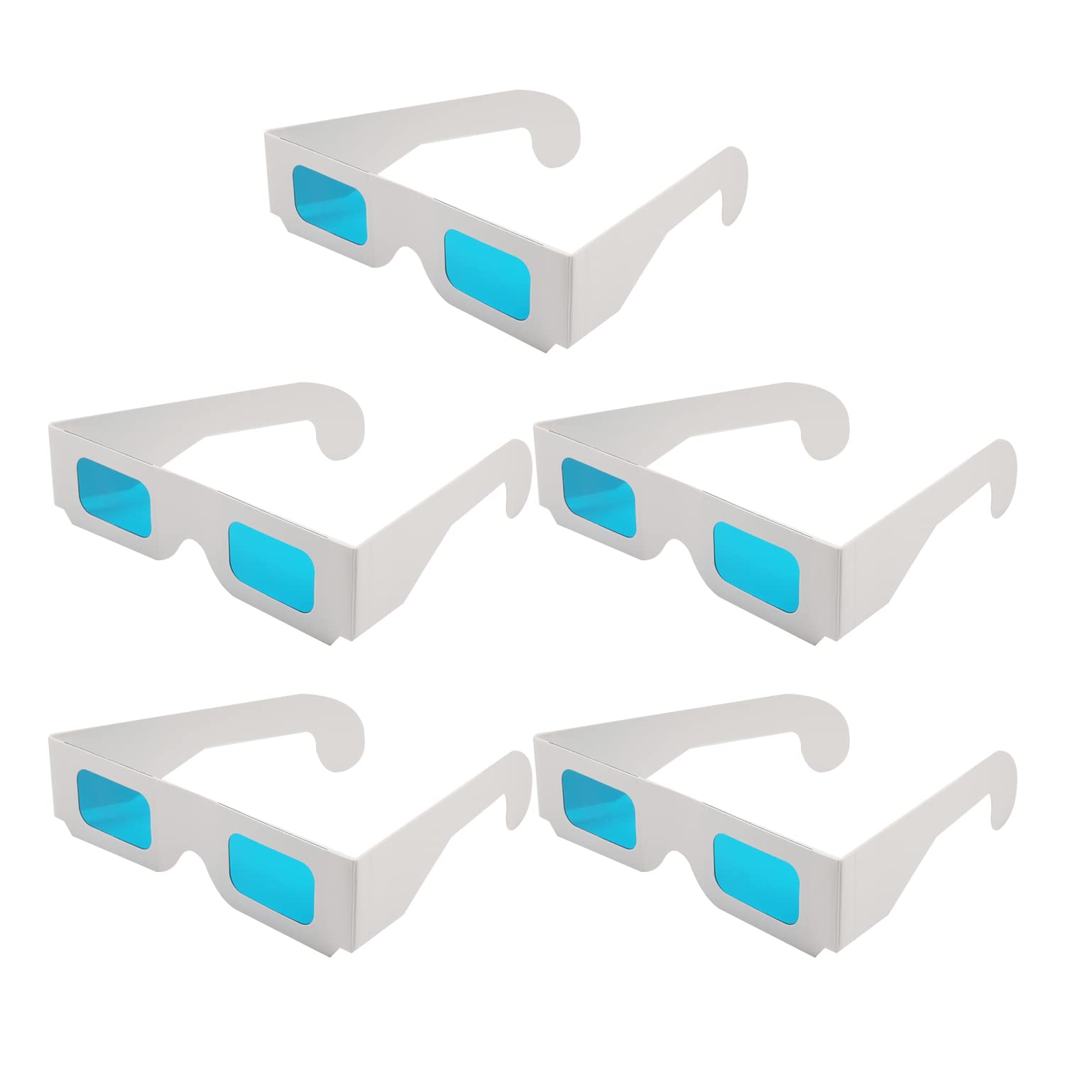 Othmro 5 gafas duraderas de estilo 3D 3D, gafas de visión 3D, gafas de juego de película 3D, azul y azul, marco de cartón, lente de resina blanca