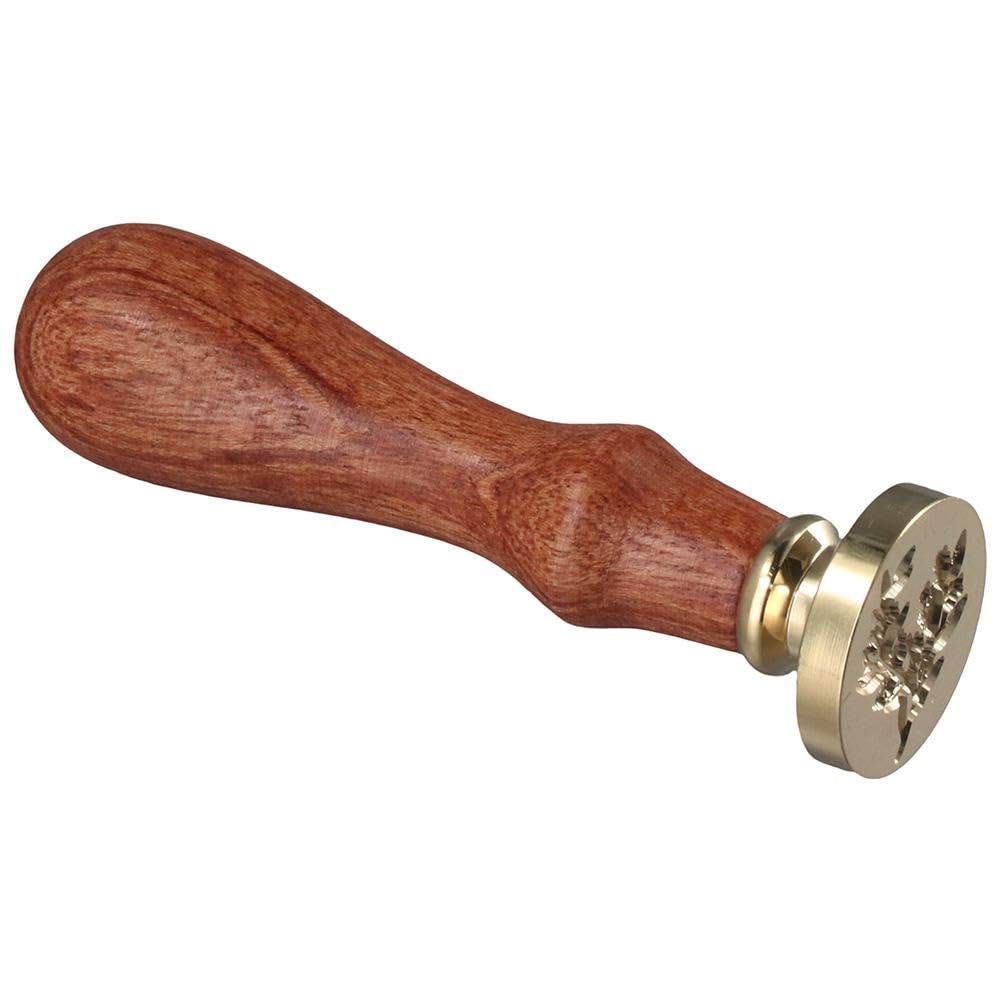 Sello de cera de eucalipto, sello de sellado de patrón de plantas elegante vintage con mango de madera, sello de sellado para decoración de paquetes