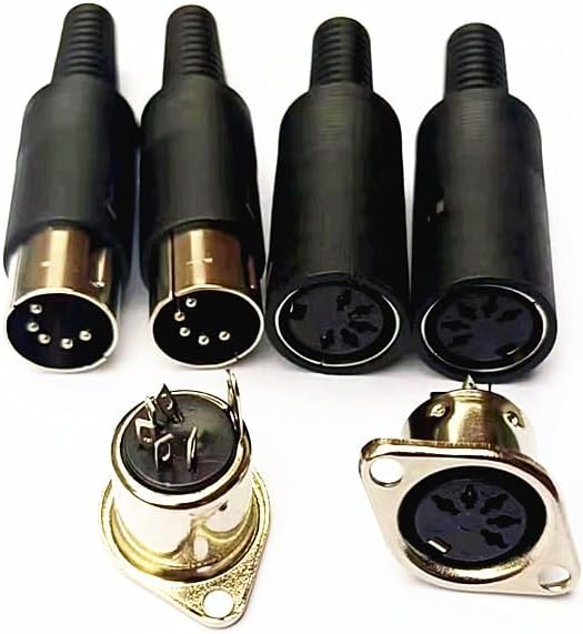 Enchufe macho DIN de 5 pines, enchufe hembra y enchufe compatible con teclado MIDI y micrófono (6 piezas)