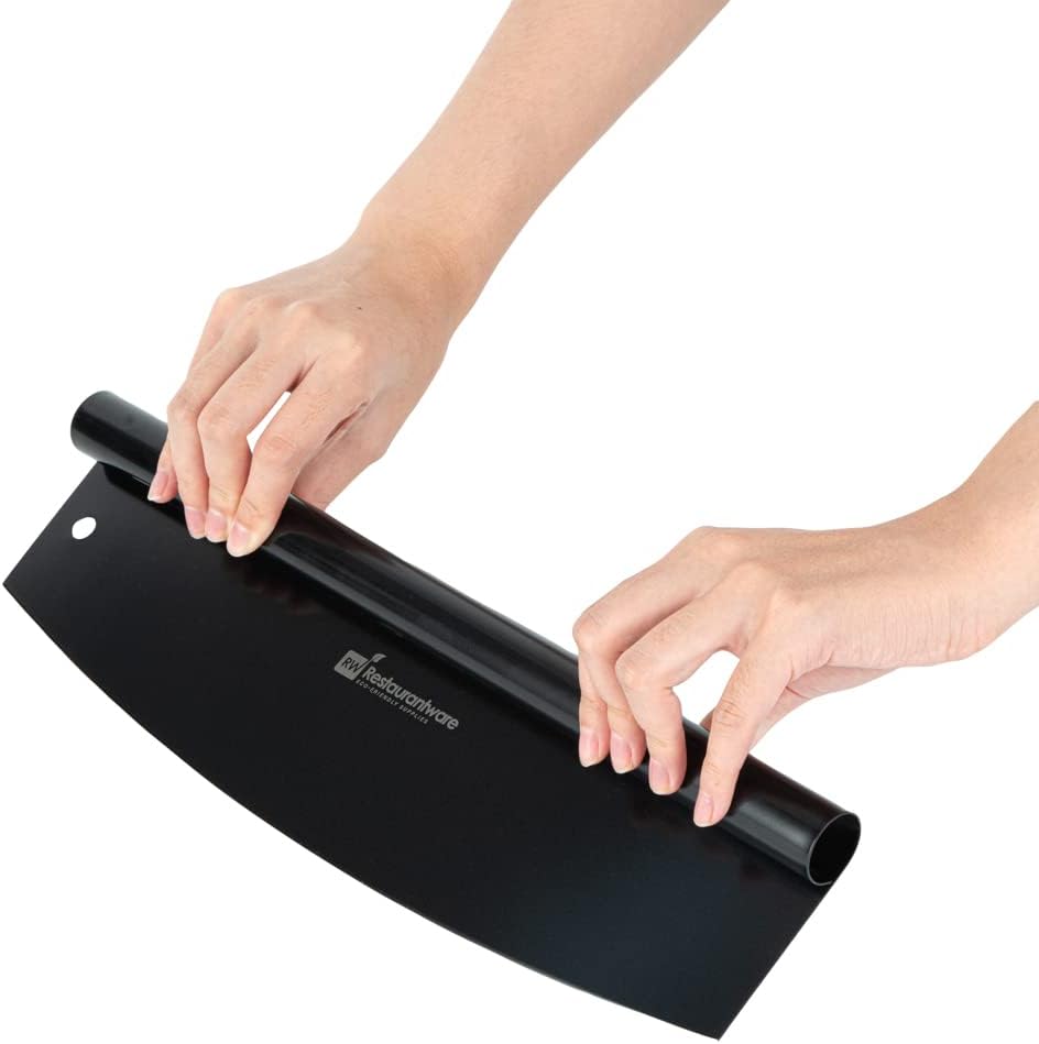 Restaurantware Met Lux – Cortador de pizza de acero inoxidable negro, con tapa, 13 34 x 3 12 pulgadas, caja de 1 unidad