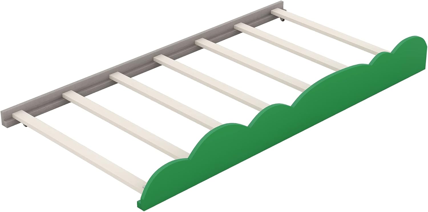 Anwick Base de cama individual con escritorio y nido, sofá cama de madera con escritorio y estantes en forma de árbol verde, cama de plataforma de