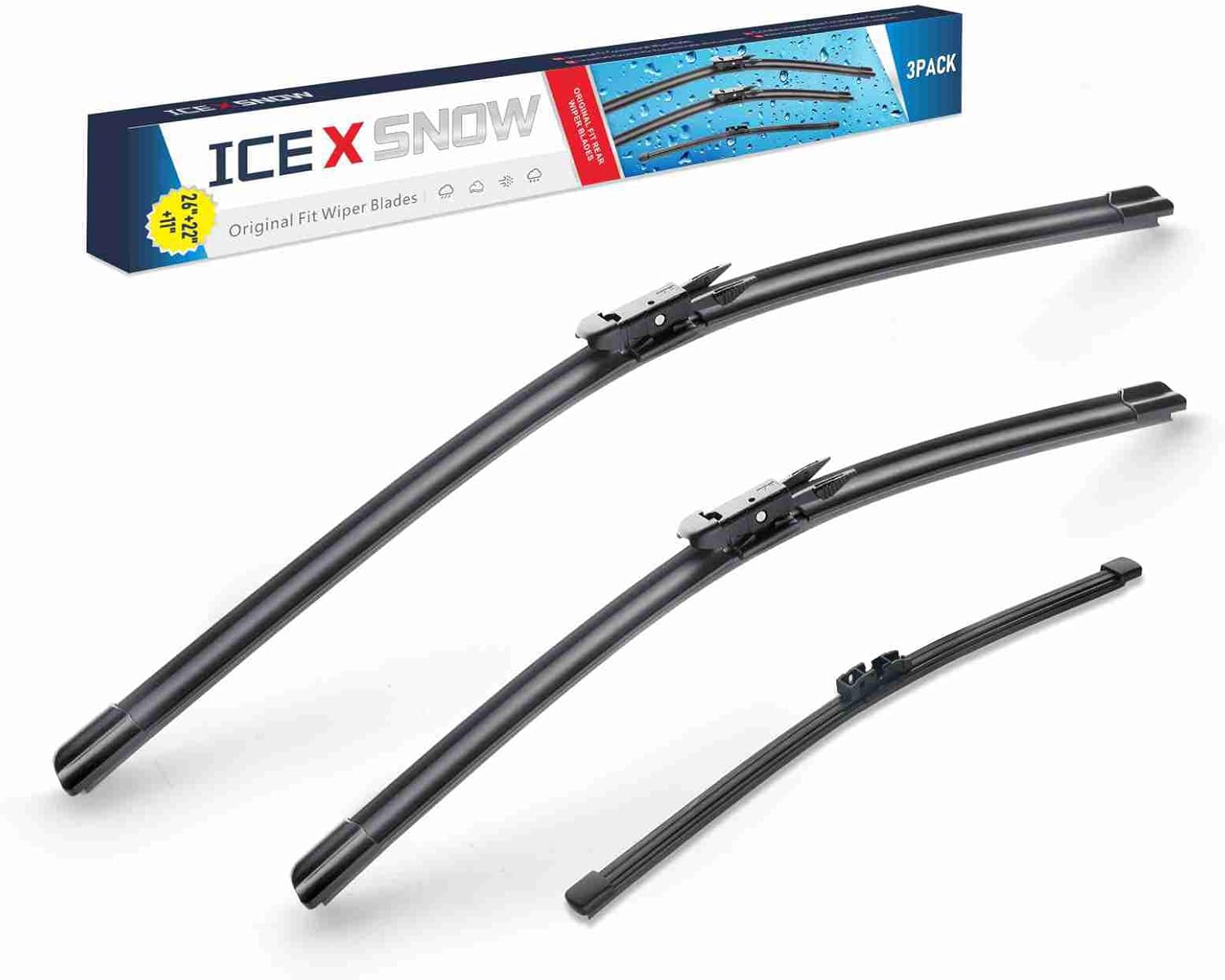 IceXsonw – 3 limpiaparabrisas de 26 pulgadas, 22 pulgadas, 11 pulgadas, repuesto para Ford Explorer 2019, 2018, 2017, 2016, 2015, 2014, 2013, 2012,