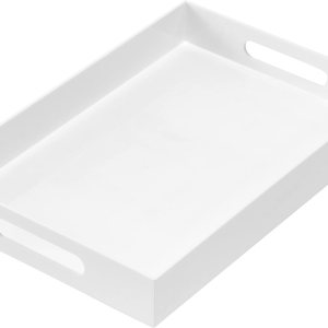 Bandeja de acrílico resistente de color blanco brillante con asas de 10 x 15 x 2 pulgadas de alto, a prueba de derrames, bandejas decorativas, Bandeja de acrílico resistente de color blanco brillante con asas de 10 x 15 x 2 pulgadas de alto, a prueba de derrames, bandejas decorativas,