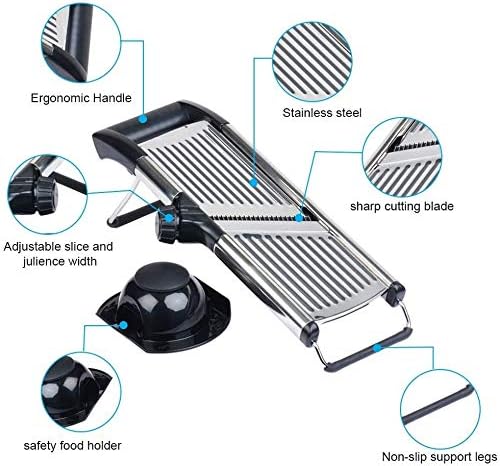 Upgraded Mandolina Food Slicer con hoja última intervensión Guantes Protección Contra Cortes y GuardiaAjustable French Fry Cutter y cortador