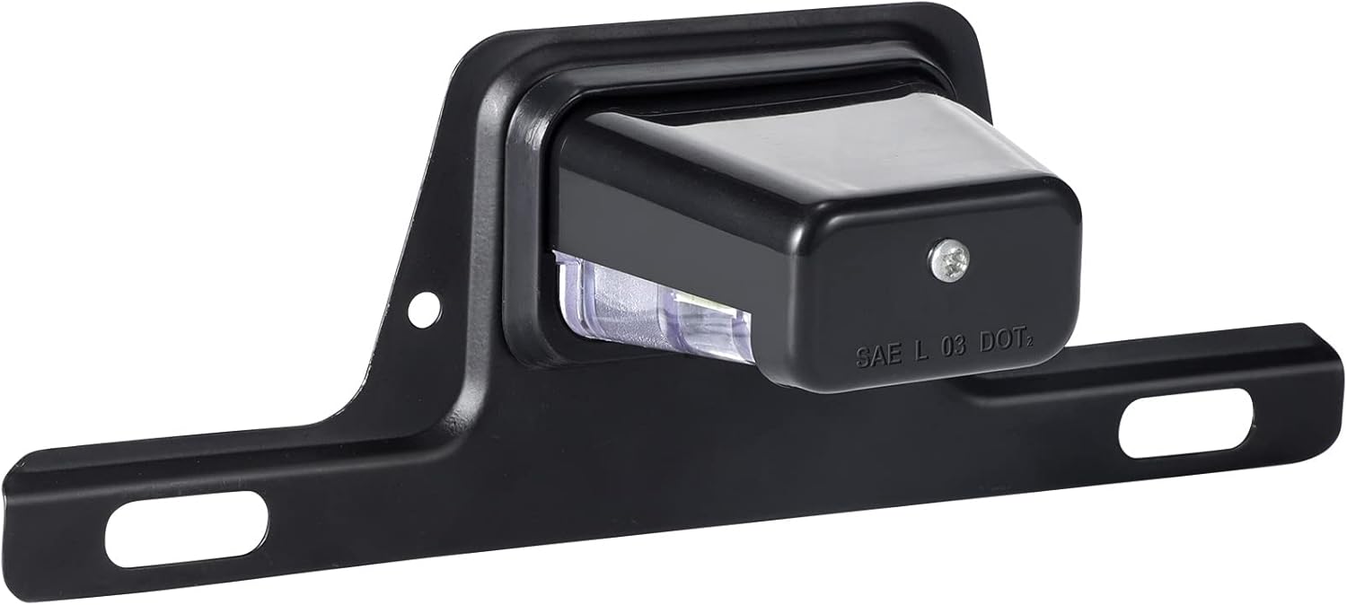 Partsam Luz LED para matrícula, impermeable, 12 V CC, con soporte, orificio de drenaje, soporte de acero, carcasa de ABS, lente de PC para remolque,