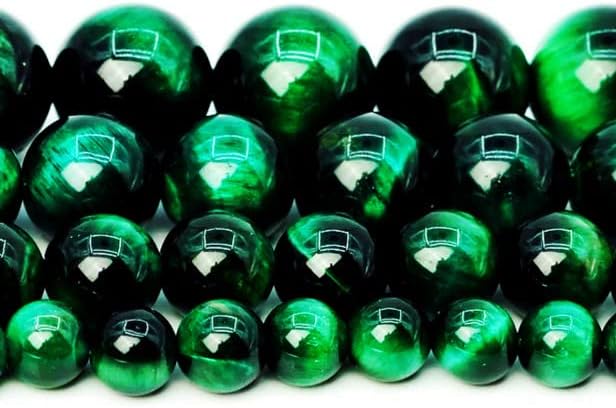 Zenkeeper 116 cuentas de ojos de tigre verdes para hacer joyas de 0.236 pulgadas (0.236 in), piedras preciosas sueltas para hacer pulseras
