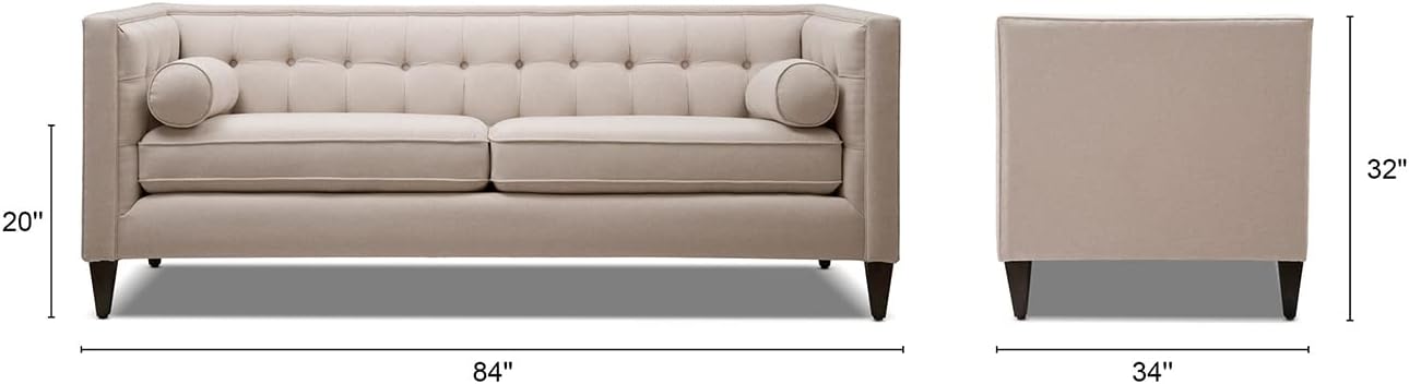 Jennifer Taylor Home Kinsley – Sofá moderno copetudo esmoquin de 84 pulgadas, poliéster beige neutro cielo